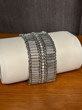 Silver Crystal Stretch Bracelet - Women Jewelry